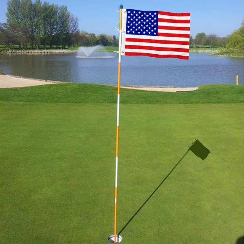 2BUT Standard Golf Flag Double Side American Golf Pin Flag Practic Putting Green Golf Flag For Backyard Garden Double-Sewn 600D Nylon Miniature Pin Flag (20"x13" Grommet) - Image 4
